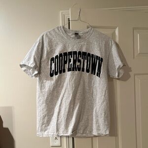 Gildan Heather Gray Men's Tee with Black Cooperstown Print